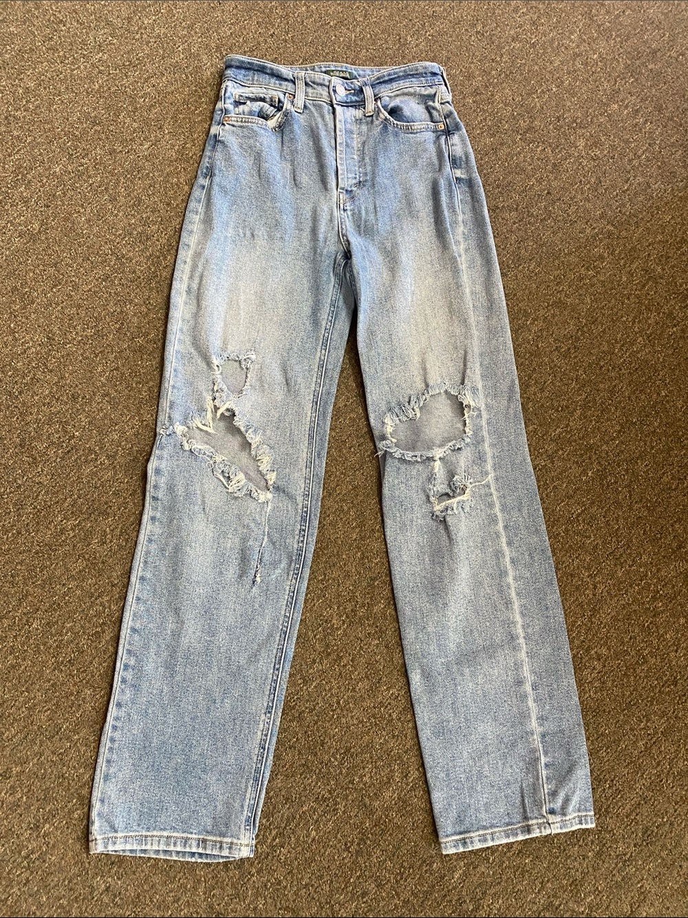 wild fable Light Blue Distressed Straight-Leg Jeans